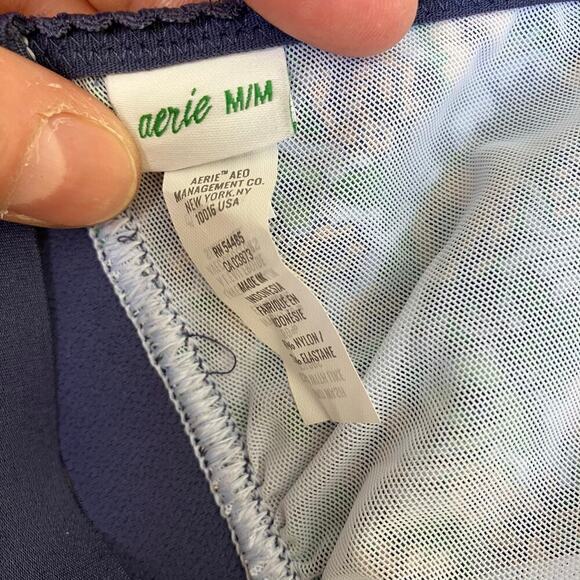 Aerie Sz M Mesh Ruffle Strappy Triangle Bralette Blue Green Floral NWT - Picture 14 of 14